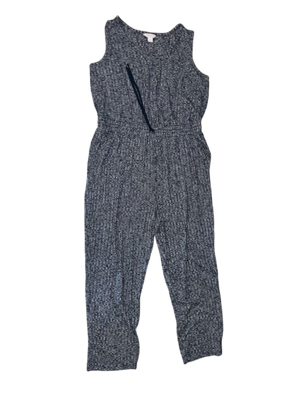Liz Claiborne Womens Sleeveless Knit Jumpsuit XL Gray Textured Pattern